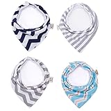 Tosnail Baby Bandana Drool Bibs, Unisex 4-pack, Cotton (Rough fringe Style)