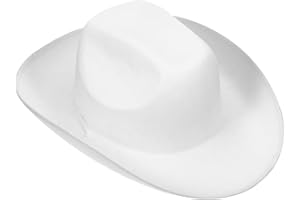 Milisten White Felt Cowboy Hat with Drawstring for Women and Men Western Style Party Costume Headwear