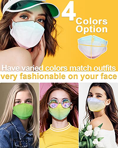KF94 Mask for Women Men, 20 Packs Assorted Color Masks Individually Wrapped, Disposable Colorful Printed Mask Comfortable Fit for Adult, 4-Ply Breathable Mask with Adjustable Ear Loops