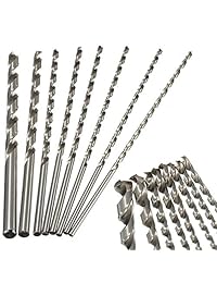 Juego de 8 brocas giratorias extra largas de 7.874 in para herramientas de vástago recto de acero, madera, plástico y aluminio, de plástico, joyería de 0.079 in a 0.276 in
