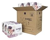Bambo Nature Eco Friendly Premium Baby Diapers for Sensitive Skin, Size 1 (4-11 lbs), 168 Count (6 Packs of 28)