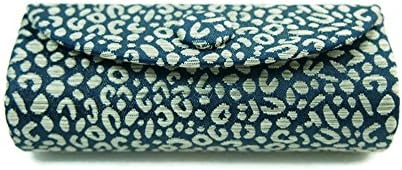 Jim Thompson - Thai Silk Lipstick Case / Cover - Gray Flora on Navy Blue