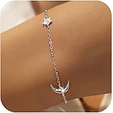 IPEPPY Love Heart Bracelet for Women 925 Sterling Silver Cute Star Moon Emerald Charm Chain Bracelet 14k Gold Plated Adjustable Link Bracelet Bangle Jewelry Christmas Gifts to Daughter Mom