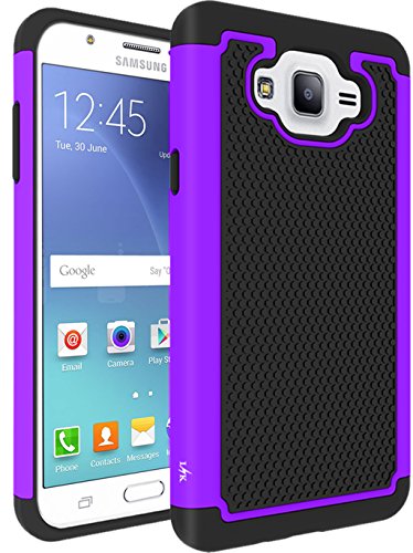 J5 Case, LK [Drop Protection] [Shock Absorption] Hybrid Dual Layer Armor Defender Protective Case Cover for Samsung Galaxy J5 2015 (Purple)