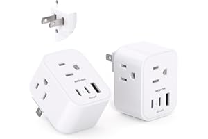 BESHON 【2 Pack】 US to Japan Plug Adapter, Type A Travel Power with 3 Outlets, 3 USB Ports (2 USB C), 6 in 1 Travel Power Plug Adaptor for USA to Japanese Canada Mexico Philippines Peru