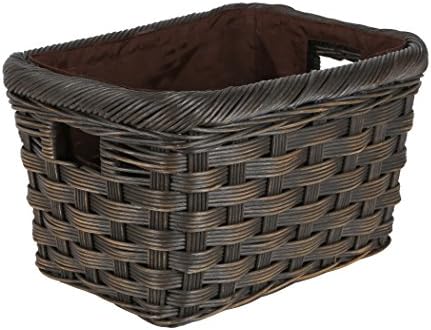 The Basket Lady Jumbo Wicker Storage Basket, Small, 19.5 in L x 14.5 in W x 11.5 in H, Antique Walnut Brown