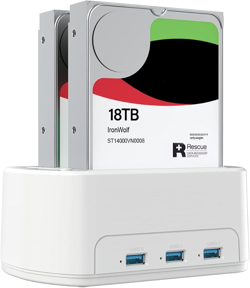 ISHEEP USB3.0 Docking Station Dual Bay SATA HDD SSD 3 Port USB Offline Clone