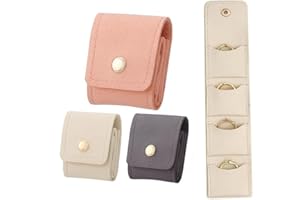 3 Pcs Mini Travel Jewelry Bag, Mini Travel Jewelry Roll with Buckle, Portable Foldable Travel Jewelry Box for Earrings, Neckl