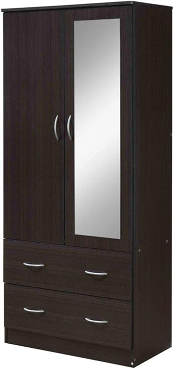 Amazon Com Hodedah Hi882 Chocolate 2 Door 2 Drawers Mirror And