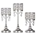 Amalfi Décor Victoria 3-Piece Antique Silver Hurricane Candle Holder Set with Crystals Metal Pillar Wedding Accent Stand