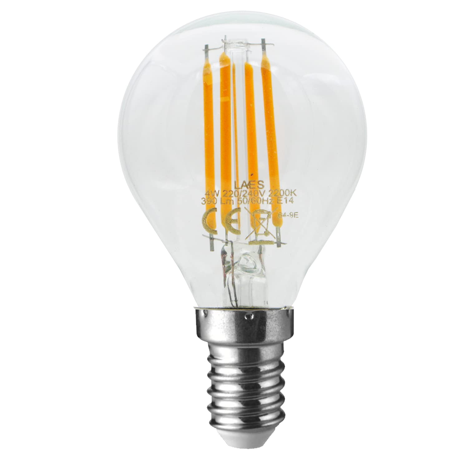 LAES Bulb Spherical Filament LED E14, 4 W, 45 x 76 mm