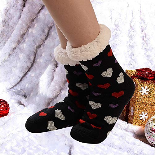 Connia Hot Women Christmas Cotton Socks Winter Mandatory Thicker Plus Velvet Wool Anti-Slip Floor Carpet Daily Socks (Free Size, A1) - Thumbnail 2