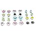 Color Crystal Magnetic Clip On Stud Earrings Fashion Jewelry for Kids Teen Girls Womens