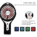 Anpress Mini Personal Fan USB Rechargeable Handheld Fan with 3 Speed Adjustable, 7-Colorful Night Light, Battery/USB Powered, Portable Cool Student Fan for Home Office Outdoor and Travel (Black)