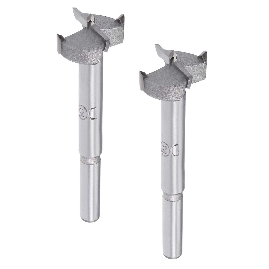 sourcingmap Forstner Drill Bits 25mm, Tungsten Carbide Wood Hole Saw Auger Opener, Woodworking Hinge Hole Drilling Boring Bit Cutter, 2pcs (Gray)