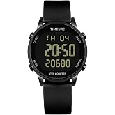 TIMEURE Pedometer Watch for Women Step Counter for Walking No App TU-2509 | No app or charging required; tracks steps, calories and distance with a large display, 30M water resistance and silicone band