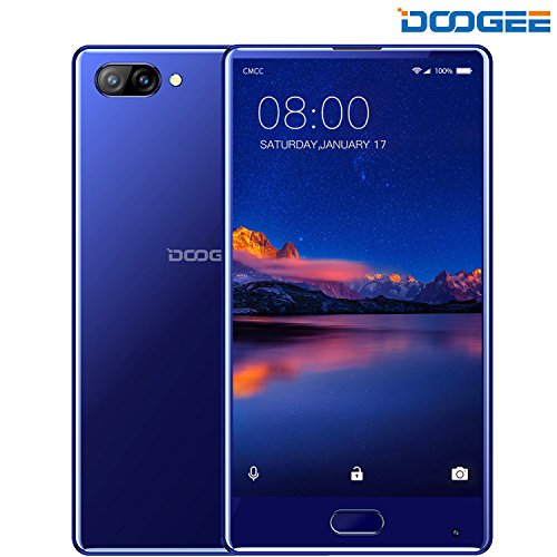 Unlocked Cell Phones, DOOGEE MIX 4G Unlocked Smartphones Android 7.0-5.5 Inch AMOLED HD Screen - MediaTek Helio P25-3380mAh - 4GB RAM+64GB ROM - 8MP+16MP Dual Cameras - Unlocked Phone, Blue