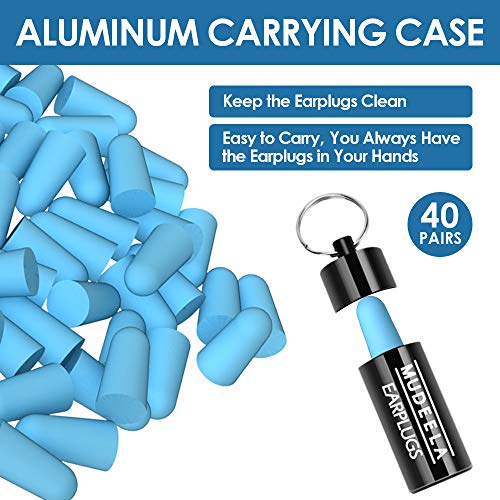 Soft Sleeping Ear Plugs, 40 Pairs Noise Cancelling Ear Plugs with Aluminum Carry Case, 34db NRR Hear Protection Foam Earplugs for Sleeping, Traveling, Flying, Working, Studying and More