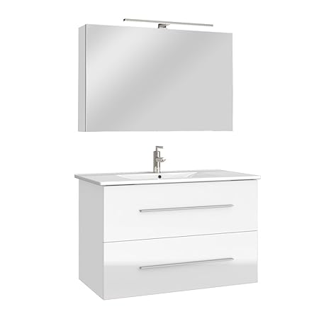 Bathroom Furniture Set High Gloss Bathroom Mirror Sink Cabinet