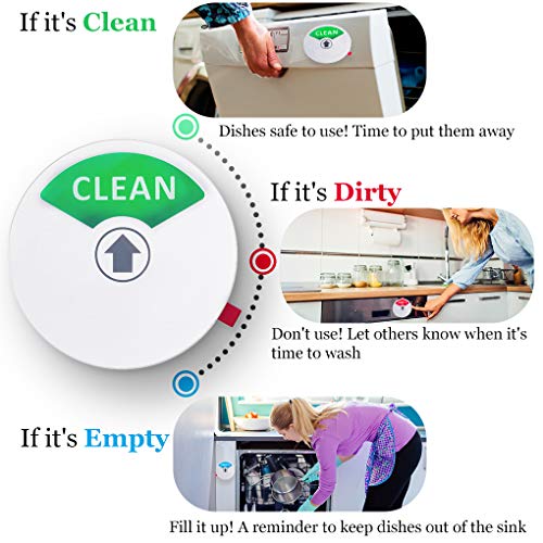 Dishwasher Magnet (1pc) - Clean, Dirty or Empty Sign - Non-Scratch 3.5” Magnetic Sign - Includes Double Sided 3M Tape for Non-Magnetic Surfaces (Round Dishwasher Magnet (White))