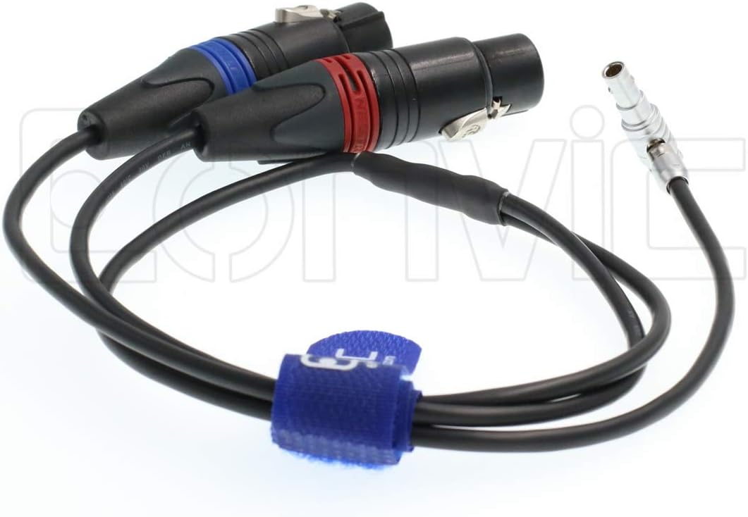 Eonvic Audio Input Cable Dual Channel for Microphones Audio to Arri Alexa Mini Camera 00B 5 Pin Male Right Angle to Neutrik 2x3 pin XLR Female - Image 4