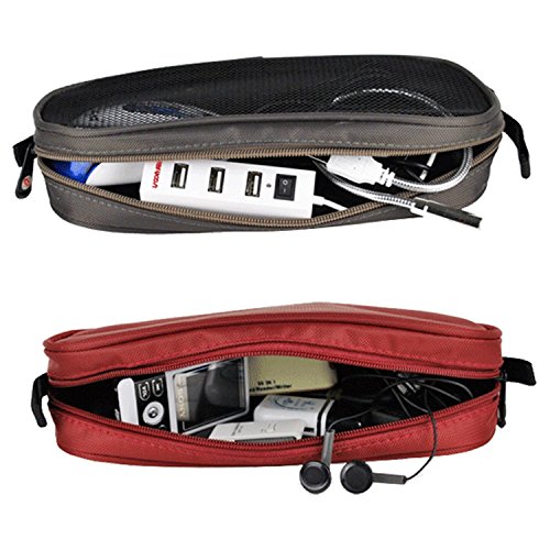 Laptop Chargers Case,Zipper Mesh Laptop Adapter Case,Universal Electronics Accessories Travel Organizer/Carry Case/Bag/Pouch/Sleeve for Laptop Notebook Tablet Power/Mouse/Cord/USB Accessories,Red
