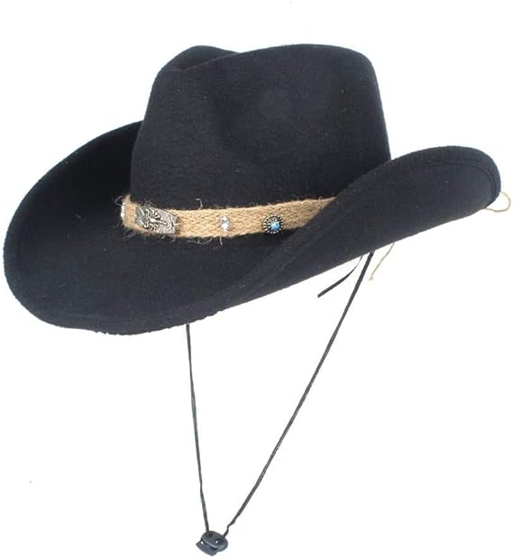 Amazon Hanchangcheng 女性男性ウールウエスタンカウボーイハットファッションバンドポップフェドーラ帽子広いつばの帽子サイズ56 58センチ 色 ブラック サイズ 56 58 マリンウェア 通販