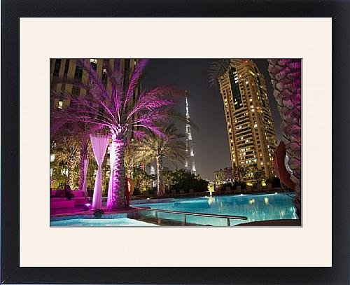 Framed Print of Night view of Burij Khalifa Tower, Dubai, United Arab Emirates, Middle East