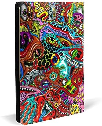 Psychedelic Monster Floral Book Covers Leather Journal Notebook Book Suits Fits Hardcover Textbooks to 8.6x5.8 Durable Washable Reusable Easy to Put On Jacket.