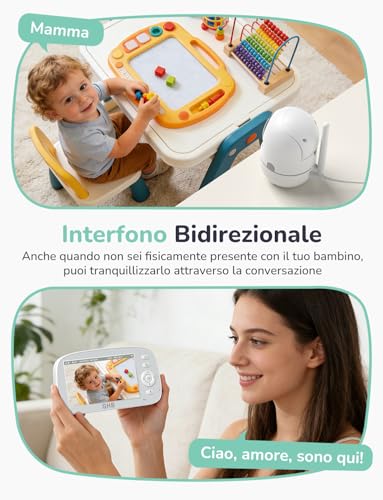 GHB Baby Monitor Video and Audio 5'' 720P Screen 5000mAh, 350°/110°, Temperature Detection, VOX, Bidirectional Intercom, Integrated Lullaby
