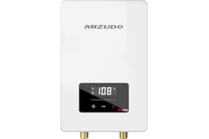 Electric Tankless Water Heater, MIZUDO 6.5KW 240V, Small Instant Hot Water Heater, Use for Under Sink, Bathroom Sink and Faucet, Save Space, Touch, with LED Digital Display
