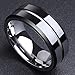 King Will Classic Mens 8mm Black Mens Tungsten Ring Wedding Band Grooved Center Polished Wedding Band