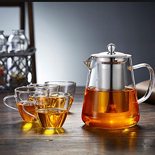 Teocera Glass Tea Pot - High Borosilicate Teapot with 304 Stainless Steel Infuser, Perfect for Loose Leaf Tea, Flower Tea, Tea Bag.
