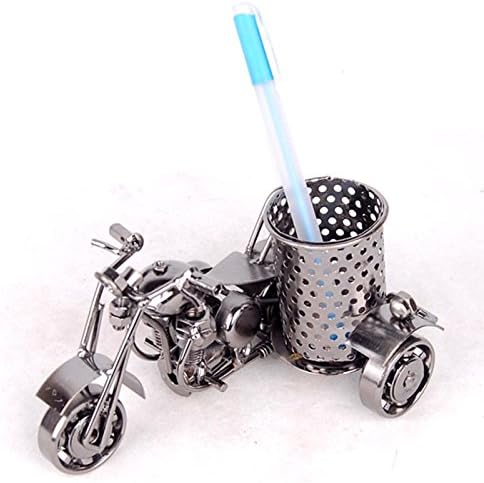 Creative Pen Holder and Iron Motorcycle Model Office Desktop Accessories (Gun Black)