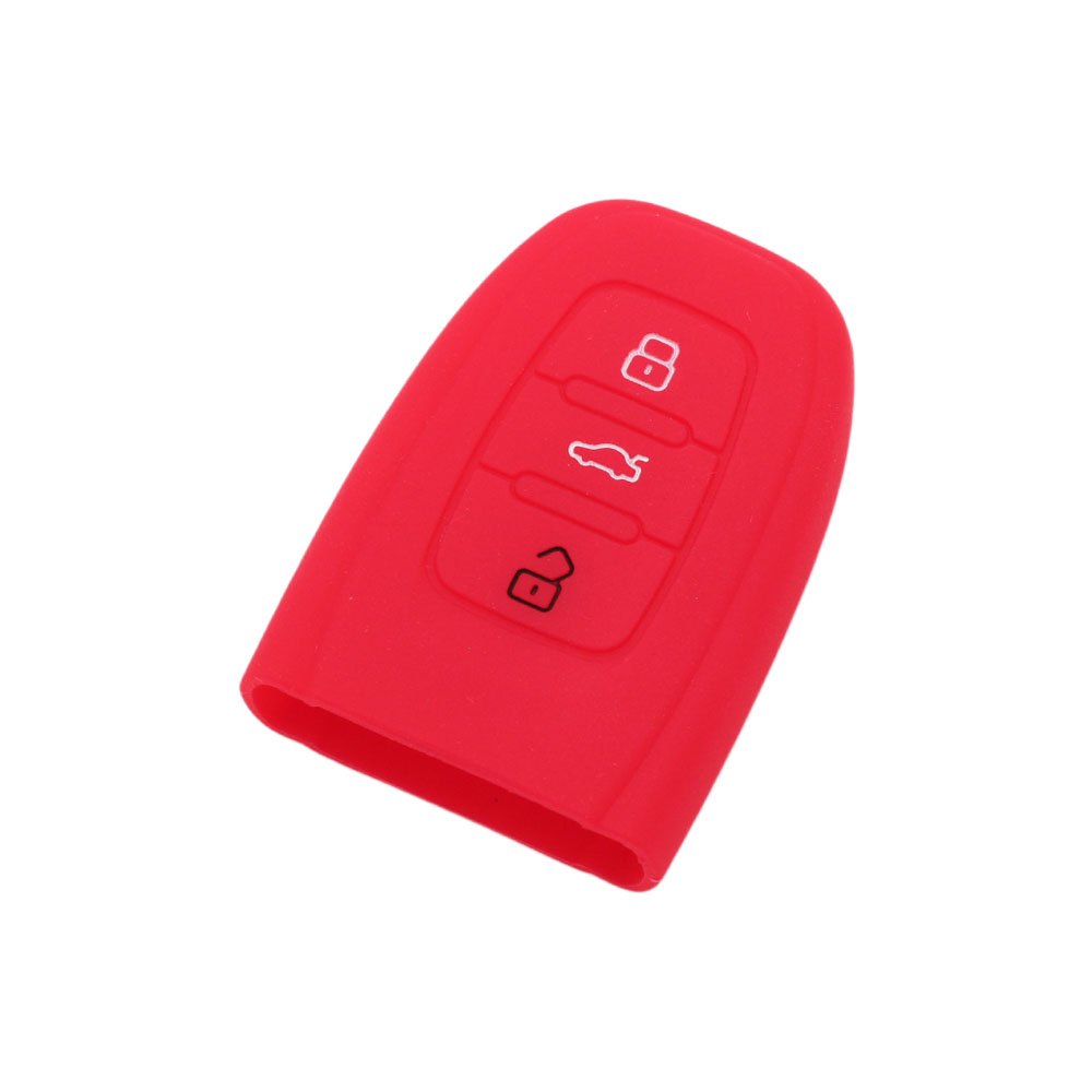 BROVACS Silicone Cover Protector Case Holder Skin Jacket Compatible with AUDI 3 Button Smart Remote Key Fob CV9821 Red