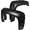 G-PLUS Fender Flares, Compatible With 07-13 Chevy Silverado 1500/07-14 2500HD 3500HD, 78.0"/97.6" Long Bed(For Regular Cab and Extended Cab), Riveted Smooth Black Wheel Cover Protector Vent Trim 4pcs