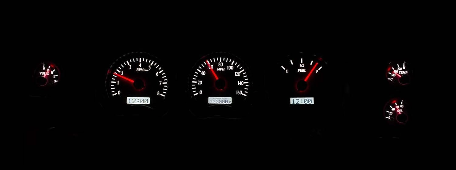 Dakota Digital 70-72 Chevy Chevelle SS EL Camino Analog Dash Gauges Silver Alloy White VHX-70C-CVL-S-W