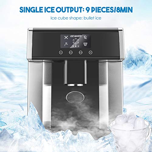 S SMAUTOP Eiswürfelmaschinen, 2 In 1 Kaltwasserspender & Bullet Ice Eiswürfelbereiter Arbeitsplatte, Auto Stop LCD-Panel… – Bild 6