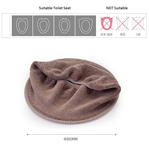 Lifechaser Toilet Seat Lid Warmer Cover Pads Washable 100% Cotton with Flexible Hose for Lock (100% Cotton-Coffee) - Thumbnail 7