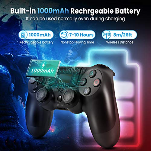 Medvoe Wireless Game Controller for PS4, Built-in 1000mAh Battery/Speaker/Gyro/Motor Joystick Remote Gamepad for Playstation 4/Slim/Pro Console - Jet Black
