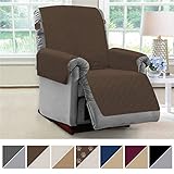 MIGHTY MONKEY Premium Reversible Recliner Protector, Seat Width to 28 Inch, Furniture Slipcover, 2 Inch Strap, Reclining Chair Slip Cover Throw for Pets, Dogs, Recliner, Chocolate Taupe