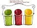 ienjoyware Kitchen Utensil Holder Set (4 Pieces) - 3 Ceramic Crocks & 1 Portable Wire Caddy - Multi-Color