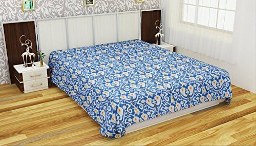 BleuIndusJaipuri Paisley Ikkat Cotton Kantha Quilt