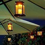 Kyson Solar Power Vintage Latern Candle Twinkle Effect 2 LEDs Outdoor waterproof Hanging Umbrella Garden Pathway Stairs wall Led Lamp Light Pack of 4