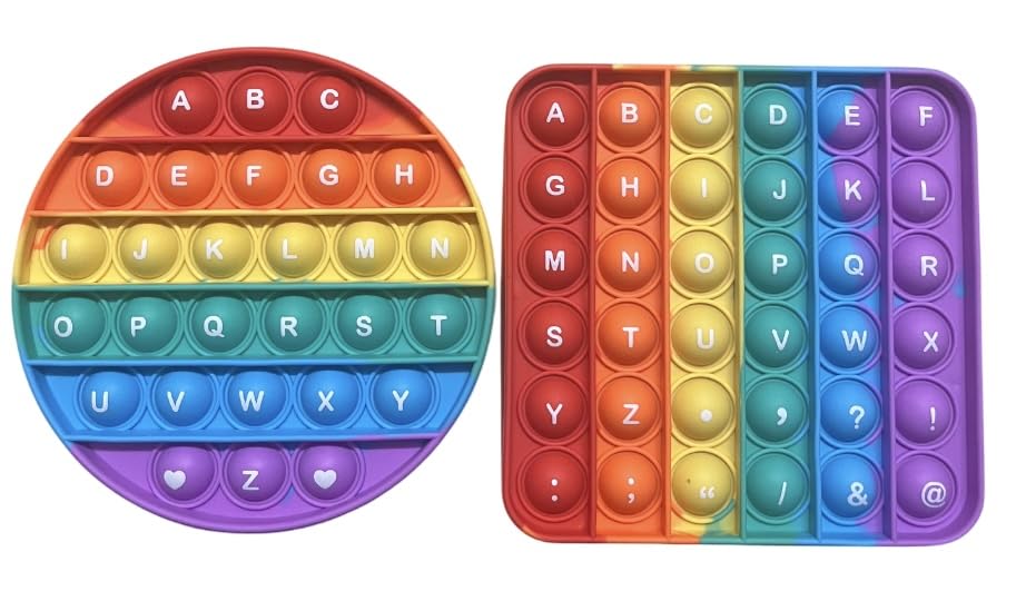 RANZAH Pop It Fidget Toy 2PCS Set – Alphabet Letters A–Z & Numbers 1–30, Reversible Circle and Square Shapes, Silicone Sensory Bubble Toy for Kids, Autism & Stress Relief Learning Set for Toddlers
