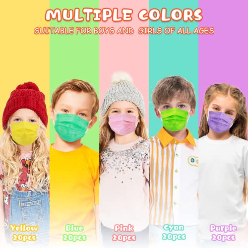 Kids Disposable Face Masks, 100 Pack Kids Masks Disposable, Kids Face Mask Childrens Disposable