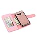 TabPow Galaxy J1 2016 Case, 10 Card Slot - [ID Slot] Wallet Folio PU Leather Cover With Detachable Magnetic Hard Case For Galaxy J1 J120 (4.5 inch)/ Amp 2 / Express 3 / Luna 2016-Glitter Rose Gold