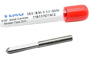 TEMO 3/16 Inch Solid Carbide Broken Taps Drill Extractor, Damaged Taps and Bolts Extractor, Easy Out Stripped Bolt Remover