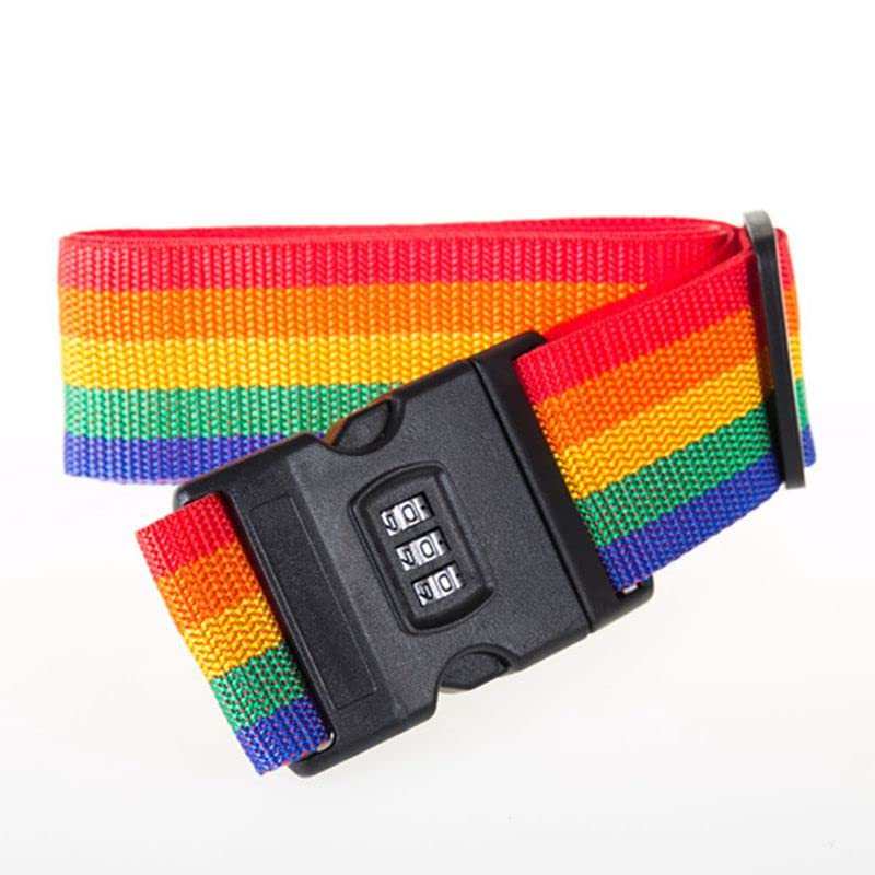 2 Pack Locking Luggage Strap - 2mm Thick Bright Color Suitcase Security Belt with Combination Lock