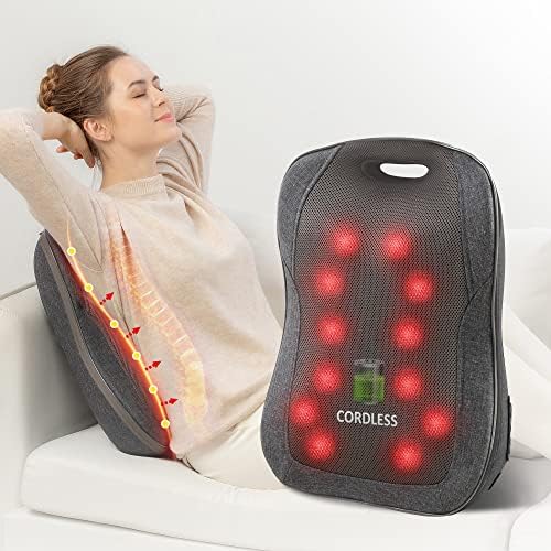 COMFIER Cordless Back Massager with Heat Rechargeable Chair Massager, Shiatsu Massage Chair